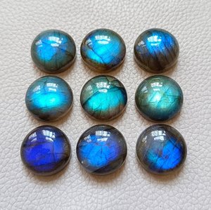 Cabochon de pierre précieuse naturelle en labradorite |   Pierre de labradorite de forme ronde à dos plat de 5 mm à 30 mm pour la fabrication de bijoux - Product Image 6