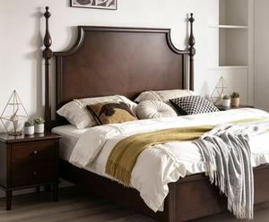 New Arrival American Traditional Solid Wood Queen <b>Bed</b> with High Headboard for Bedroom Furniture - Product Image 6