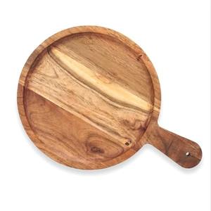 Grande assiette de service rustique en bois, plateau en bois massif durable pour buffet, restauration et service de fête, assiette en bois de style vintage - Product Image 2