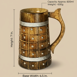 Jarra de Cerveza de Madera Hecha a Mano, Jarra Vikinga Rústica para Cerveza o Café, Taza Grande de Madera para Beber, Regalo para Bar, Logotipo Personalizado OEM - Product Image 4