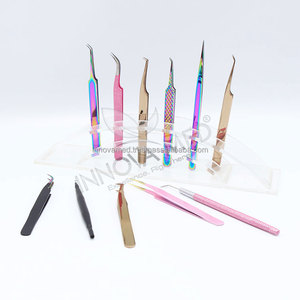 Custom Label Stainless Steel Hand Tested Lash Tweezers with Anti-Static & Durable Design Regular Tip Volume Tweezers INNOVAMED - Product Image 2