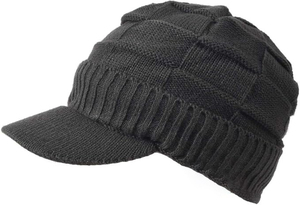 Gorro de Punto Negro Unisex Ajustable con Visera, Estilo Urbano, Gorro de Invierno - Product Image 2