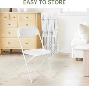 Durable Outdoor Folding Beach <b>Chairs</b> in White for Weddings and Parties Comfortable Wedding Seats Made of Quality Plastic - Product Image 2