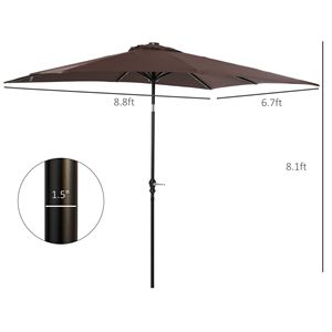 Ombrellone Solare a LED 9FT X 7FT con Manovella e Inclinazione a 45 Gradi, Funzionamento a Pulsante per Tavoli da Esterno e Uso Commerciale - Product Image 3