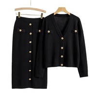 Conjunto musulmán de dos piezas, cárdigan para mujer, suéter, botones, abrigo de punto, falda larga, traje, faldas tejidas, trajes modestos
