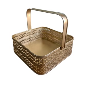 Metal <b>Hamper</b> Basket with Handle <b>Storage</b> Basket for Pooja, <b>Hamper</b>, Gifting, Home Decor Handcrafted Decorative - Product Image 1