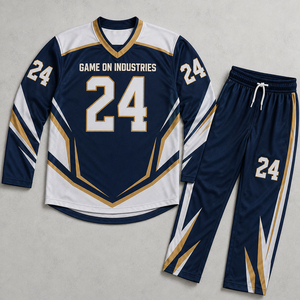 Blue White Personalized Design Colors Numbers Logo Printing OEM ODM Service Custom Durable Sublimated Ice Hockey Uniform Sets - Product Image 1