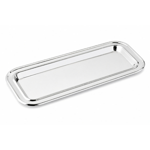 Plateau de service rectangulaire de luxe en acier inoxydable, plateau décoratif en métal argenté avec poignées élégantes pour la maison, l'hôtel et les fêtes - Product Image 2