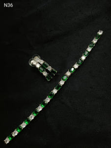 Conjunto de joyería nupcial de diamante americano clásico, collar y pendientes de dos piezas para boda, estilo clásico de moda - Product Image 3