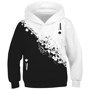 Sudadera con Capucha Unisex, Negra y Blanca, con Estampado de As, Sublimación, Tejido de Punto, Casual, Otoño, Corte Regular, Estampado Sublimado, Diseño Colorido - Product Image 1