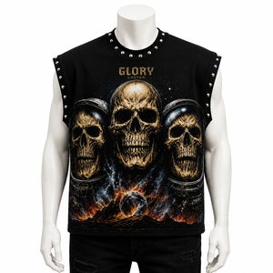 เสื้อกล้ามพิมพ์ลายกราฟิกประดับคริสตัล Glory Custom ผ้าเจอร์ซีย์คอตตอน 100% เนื้อผ้านุ่ม สไตล์วินเทจ เสื้อยืดแขนกุดสำหรับใส่ได้ทั้งชายและหญิง - Product Image 5