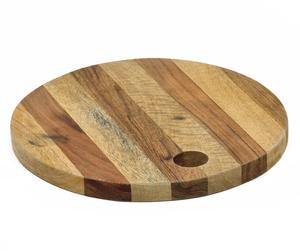 Planche à découper ronde rayée avec trou de suspension, surface épaisse et lisse, idéale pour couper, servir des collations et décorer une cuisine moderne - Product Image 5