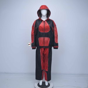 Factory Made Custom <b>Mens</b> Red Black Hooded Racer <b>Jacket</b> Windproof Sequined Color Blocking Zipper Front Sporty Autumn Wear <b>Jackets</b> - Product Image 5