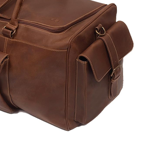 Sac de voyage en cuir de forme rectangulaire avec double poignée, fermeture à glissière, plusieurs compartiments, sac de voyage pour homme - Product Image 2