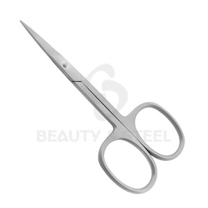 Ciseaux de manucure mats argentés de qualité supérieure avec bord droit professionnel et poignées ergonomiques larges pour une précision professionnelle en salon - Product Image 2