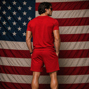 Nuevos Productos 2026, Conjunto de Pantalones Cortos de Manga Corta de 2 Piezas con Expresión Sonriente, Conjuntos Cortos Personalizados para Hombre de Dos Piezas - Product Image 4