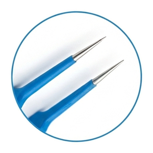 McPherson Straight Bipolar Forceps Reusable Surgical Instrument Set Blue Plastic Handle Stainless Steel Tips Class I SURGICAL - Product Image 2