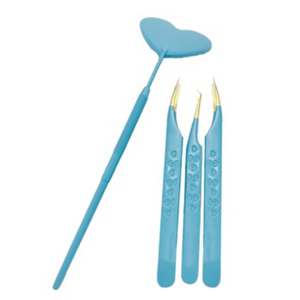 Wholesale Premium Stainless Steel Eyelash Tweezers Heart Print with Mirror Pointed Tip <b>Tools</b> for Lash Extensions - Product Image 1