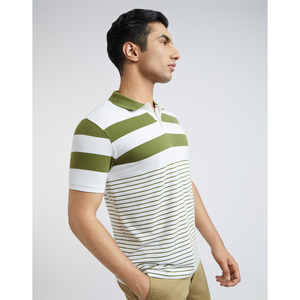 Polo brodé rayé unisexe de haute qualité à manches courtes pour homme, séchage rapide, décontracté, pour le sport, style streetwear, vente en gros - Product Image 3