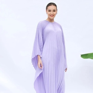 Robe de mariée lavande, kaftan féerique, robe de cocktail plissée, robe longue de soirée, 100% coton, manches longues, écologique - Product Image 1