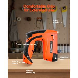 2-in-1 Cordless 18 Gauge 5/8 pollici Brad Nailer pistola 1000 pz chiodi graffette antiscivolo in gomma per falegnameria - Product Image 5