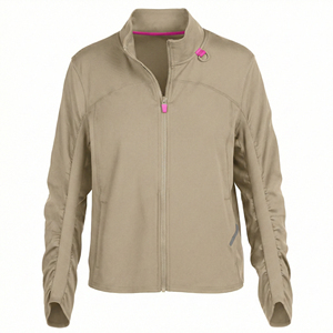 Performance Healthcare Scrub Jacket Wholesale Custom Nursing Uniform Ruched Sleeve Full Zip Medical Coat Women's Scrub Jackets - Product Image 2