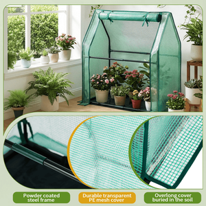 Mini Serra da Interno/Esterno con Copertura in PE 36*18*33 Pollici Verde per Giardino e Coltivazione Piante - Product Image 6