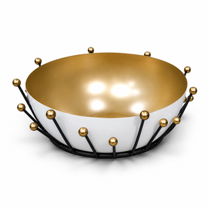 Decorative Round Gold Accented Sculptural White <b>Chocolate</b> Bowl Customizable <b>Chocolate</b> Accessories Custom Sizes Color Available - Product Image 1