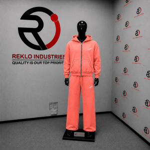 Conjunto Deportivo de Dos Piezas con Sudadera con Cremallera Completa Rosa Coral para Hombre, Logotipo Personalizado, Ropa Deportiva Informal para Correr, Conjunto Deportivo a Juego, Venta al Por Mayor - Product Image 3