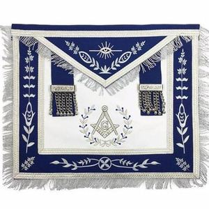 Tablier de Maçonnerie pour Grades Alliés, Blanc et Bleu, avec Ceinture Ajustable, Régalia Premium, Brodé, Épingle de Sûreté, Style Vintage - Product Image 1
