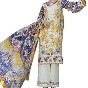 Nouvelle collection de vêtements d'été en solde : Robes pakistanaises les plus vendues, ensembles de 3 pièces non cousus en tissu lawn, tenues d'été pour femmes. - Product Image 1