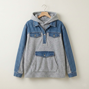 Custom <b>Rhinestone</b> Winter <b>Jacket</b> Man Crystal Streetwear Oversized Baggy Applique Patch Zip up Denim Hoodie 100% Cotton - Product Image 5
