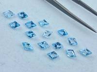 Lot de 8 pierres précieuses naturelles de topaze bleu ciel, taille Asscher, facettées, 6x4mm, calibrées, pour la fabrication de bijoux