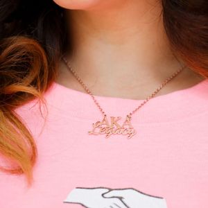 Collar con Colgante de Letra AKA Legacy en Oro para Mujer, Joyería Elegante de Moda, Regalo, Accesorio Inspirado en AKA para Uso Diario - Product Image 1