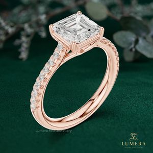 Hot Selling Solid Gold Asscher Shape Lab Grown Diamond Women Engagement Wedding Ring fashion jewelry rings - Product Image 5