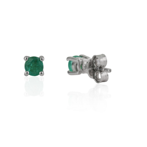 Minimal Round Cut Natural Emerald Gemstone 925 Sterling <b>Silver</b> <b>Stud</b> Unisex May Birthstone Earrings Fine Jewelry - Product Image 5