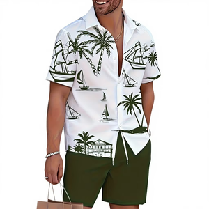 Summer Casual Men's Shorts Set Solid Pattern 100% Cotton Quick Dry for Outdoor Sports and Beach Use - Product Image 1