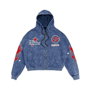 Sudadera con capucha y cremallera para hombre, estilo vintage, ligera, con estampado gráfico, estilo grunge, hip hop - Product Image 1