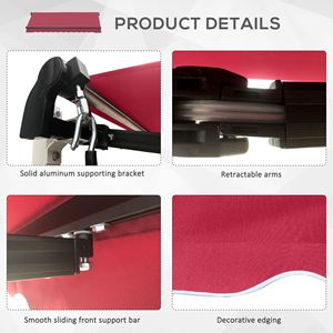 Tenda da Sole Retrattile Manuale con Manovella Facile 3x2,4m, Protezione UV, per Terrazze, Estensibile per Patio, Veranda, Giardino - Product Image 5