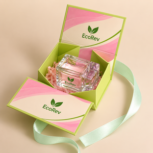 Luxury Eco-Friendly Folding Perfume Box Recycled <b>Materials</b> Ribbon Handle <b>Magnetic</b> Closure Sponge Liner Rigid Paper Flip Top for - Product Image 1