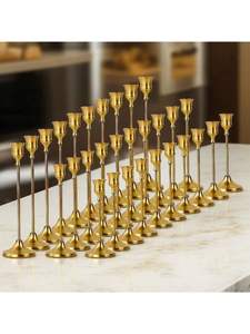 Candelabro de Latón Macizo de Estilo Antiguo – Portavelas de Lujo para Mesa, para Hogar, Bodas, Eventos, Hotel, Regalos Románticos - Product Image 3