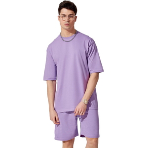 Conjunto de 2 Piezas de Verano de Alta Calidad, 100% Algodón Tejido, Ecológico, Camiseta con Letras y Pantalones Cortos, Talla Grande, Hombros Caídos, Secado Rápido - Product Image 2