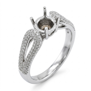 High-End 18K White Gold 4-Prong Pave Semi-Mounting for Romantic Bridal Proposal with Premium Packaging for <b>Gift</b> - Product Image 1