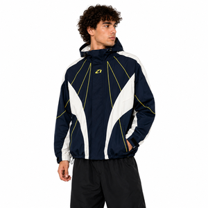 Vestes de sport pour hommes, coupe-vent, imperméables, légères, en nylon, avec fermeture éclair intégrale, passepoil réfléchissant, patchwork personnalisé, fournisseur OEM - Product Image 1