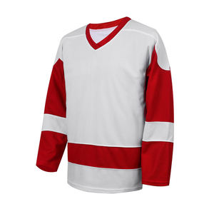 Jersey de Hockey sobre Hielo Rojo y Blanco de Estilo Moderno, Uniforme de Equipo Personalizado por Sublimación para Partidos y Entrenamientos, Jersey con Logotipo Personalizado - Product Image 1