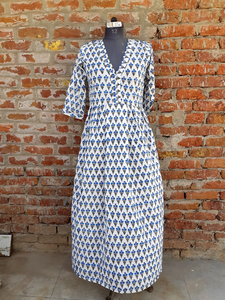 Vestido Indio 2026 de Algodón 100% Estampado a Mano, Cuello en V, Manga Larga, Túnica Casual y Vestido Largo a Precio de Fábrica - Product Image 2