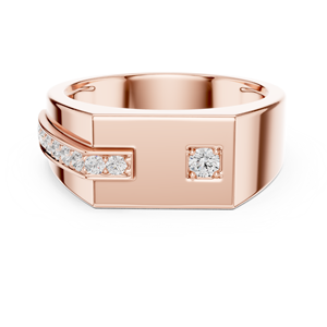 Anillo de Sello Geométrico para Hombre con Diamante Cultivado en Laboratorio en Oro Rosa |   Anillo de Boda Moderno y Elegante, Regalo de Lujo para Él - Product Image 2