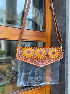 กระเป๋าหนังแบบใสสไตล์ตะวันตกใหม่กระเป๋าสะพายข้างหนังแท้สำหรับคอนเสิร์ต - Product Image 3