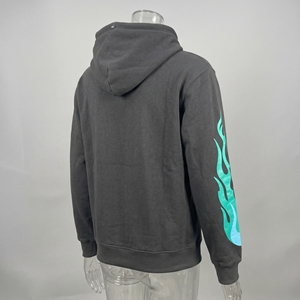 Snowgrace Black Hooded <b>Sweatshirt</b> Oversized Fit Front <b>Heart</b> Print Regular Sleeve Men Casual Autumn Wear - Product Image 2