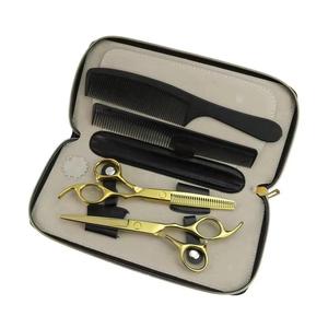 Ensemble de ciseaux de coiffure professionnels avec peignes, lame en acier inoxydable, manche long, pour droitiers, pour usage en salon - Product Image 1